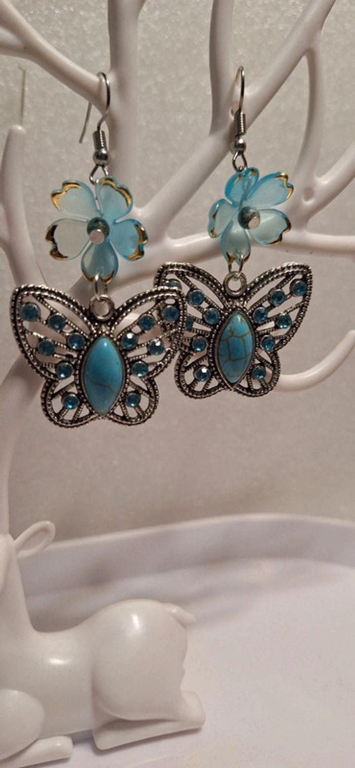 boucles d’oreilles papillon vintage - photo numéro 2