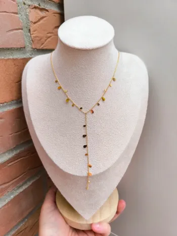 Pendentif doré en Y avec pampilles gouttes