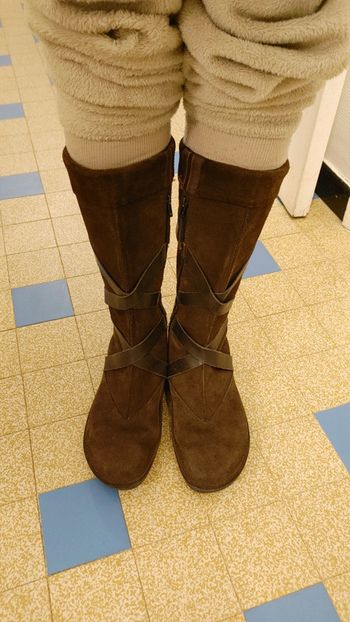 Bottes en cuir et caoutchouc