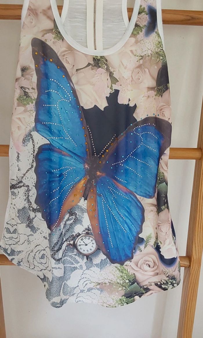 Débardeur papillon fluide T 36 - photo numéro 7
