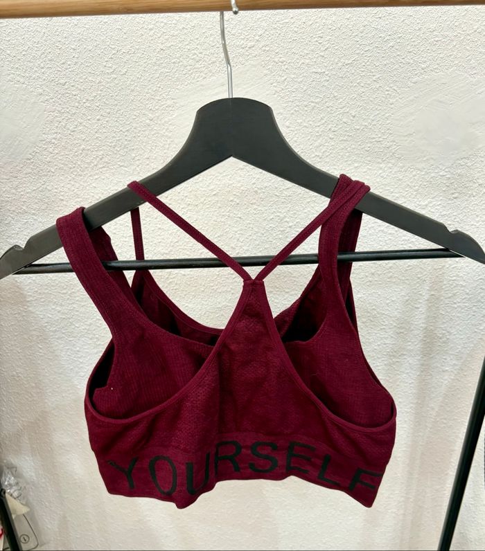 Brassière de sport bordeaux unie - Taille L - photo numéro 2