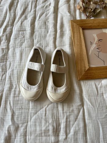 Ballerine Basket blanche élastique - Vertbaudet
