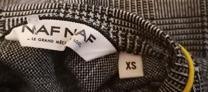 Pull léger haut pied de poule gris jaune taille XS nafnaf - photo numéro 11