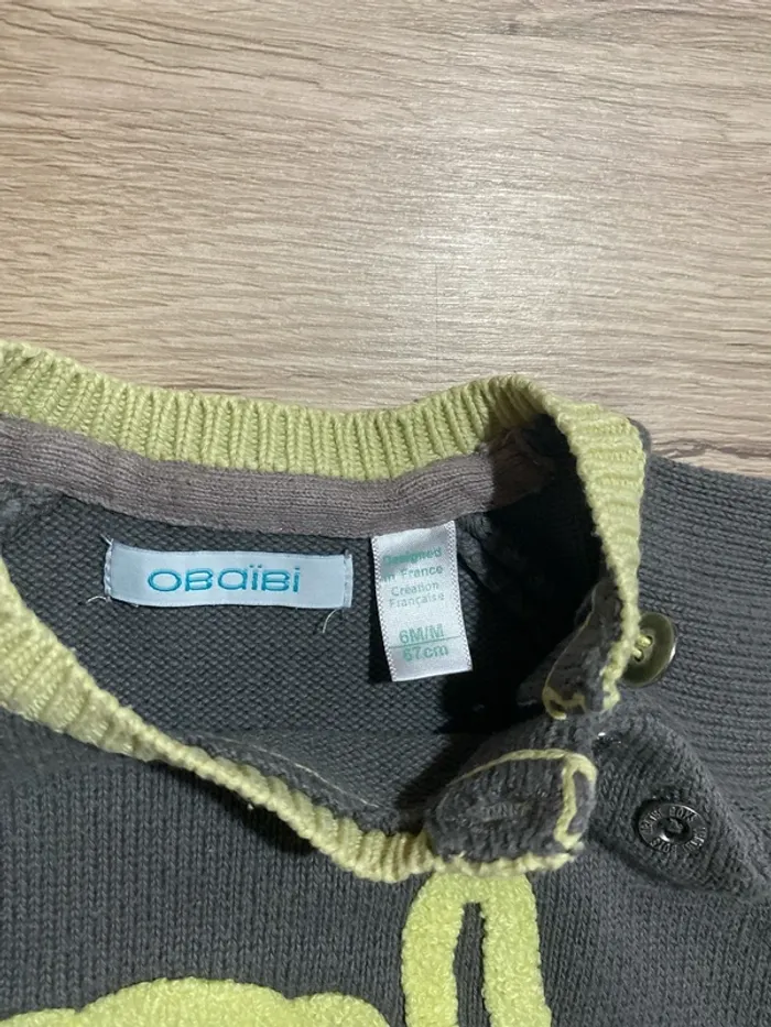 Pull hiver en mail singe bébé garçon 6 mois obaibi - photo numéro 4