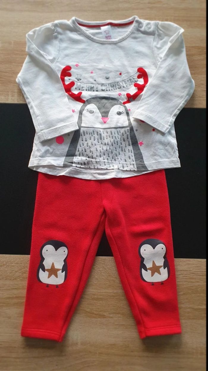 Ensemble tee-shirt et pantalon polaire Noël 86 cm