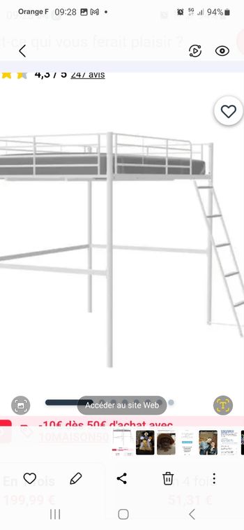 A vendre mezzanine 2 places blanche