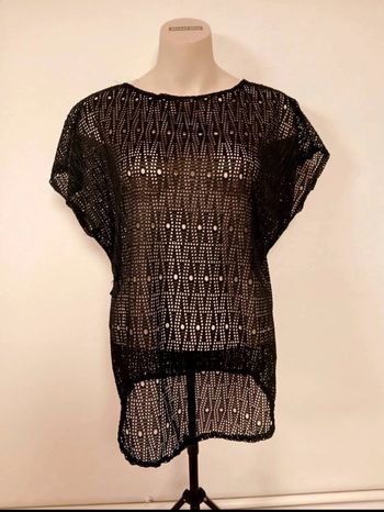 Blouse en mailles noires transparente