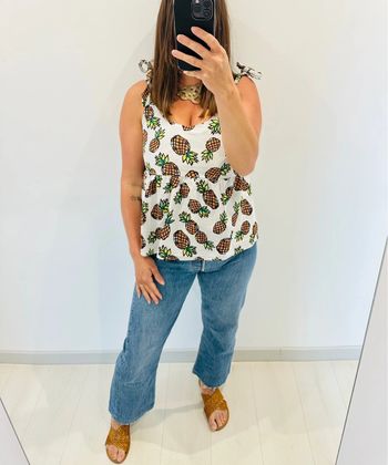 🌸Débardeur Libertie - motifs ananas - bretelles à nouer 🌸