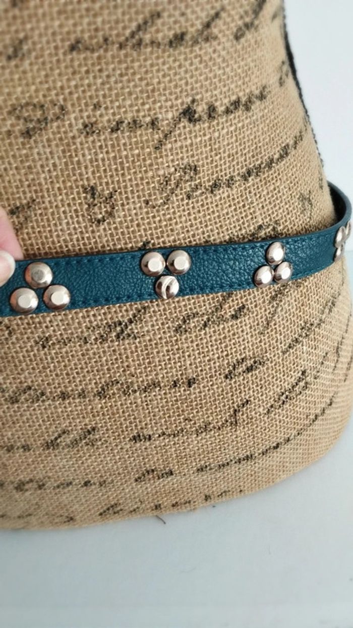 Ceinture bleu canard ronds doré 90 cm - photo numéro 8
