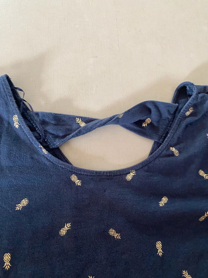 Tee shirt Grain de Malice bleu marine avec ananas dorées taille L - photo numéro 11