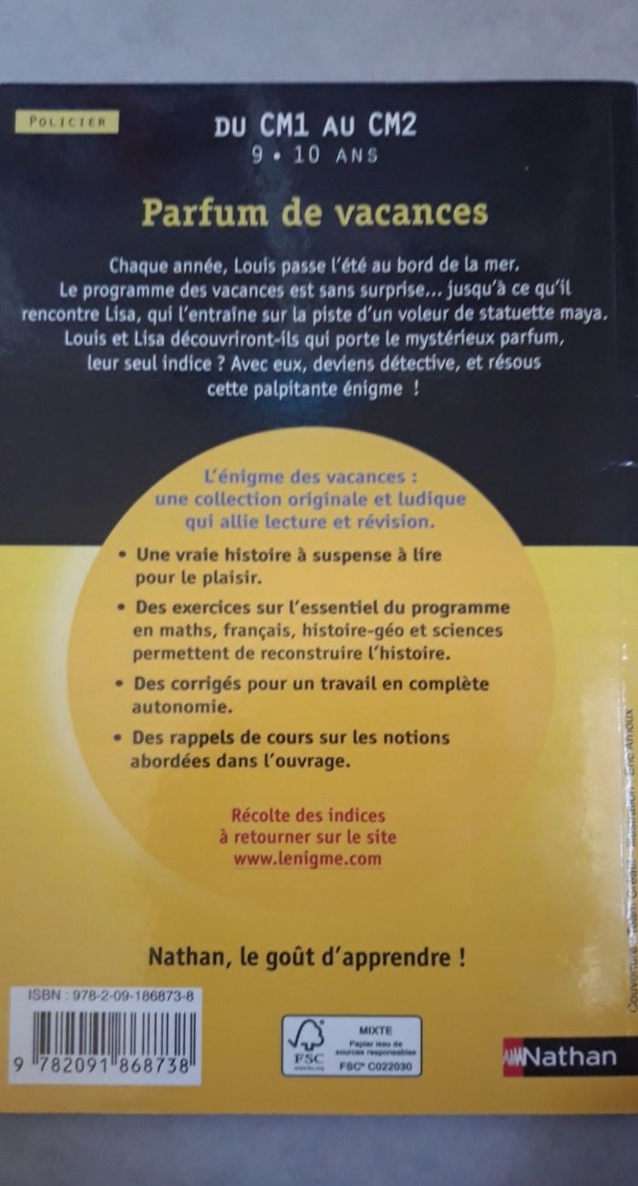 Livre policier "un parfum de vacances " neuf - photo numéro 3