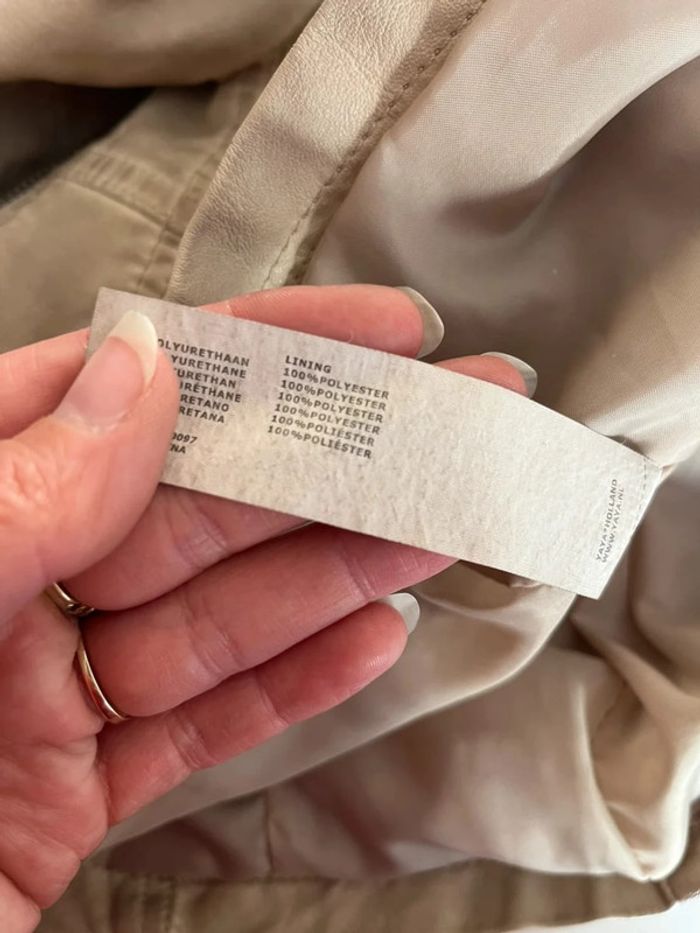 Veste en cuir beige marron - photo numéro 6
