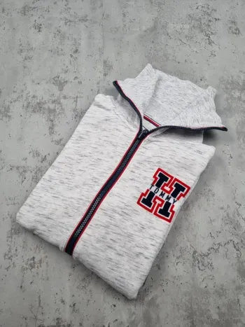 Sweat zippé gris Tommy Hilfiger S Femme (mesures en photos)