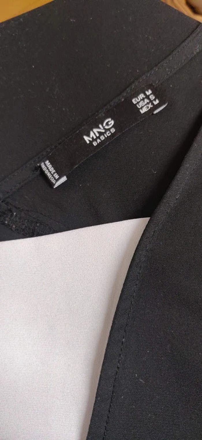 Blouse légère manches courtes Mango noir et blanc M - photo numéro 3