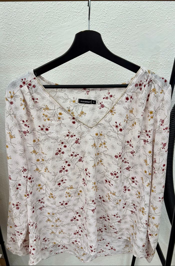 Blouse légère blanche avec des motifs fleuris In Extenso - Taille 46