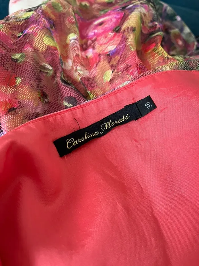 Robe chic bohème rose fleurie Carolina Morató T38 très bon état - photo numéro 6