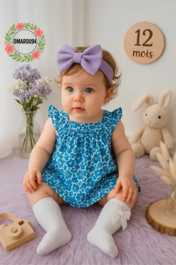 Robe liberty, bandeau cheveux et Chaussettes hautes Jacadi fille 12 mois 🎀