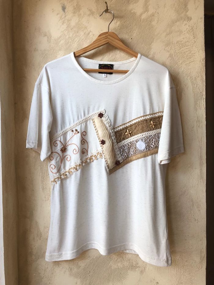 T-shirt beiges vintage Adda L - photo numéro 2