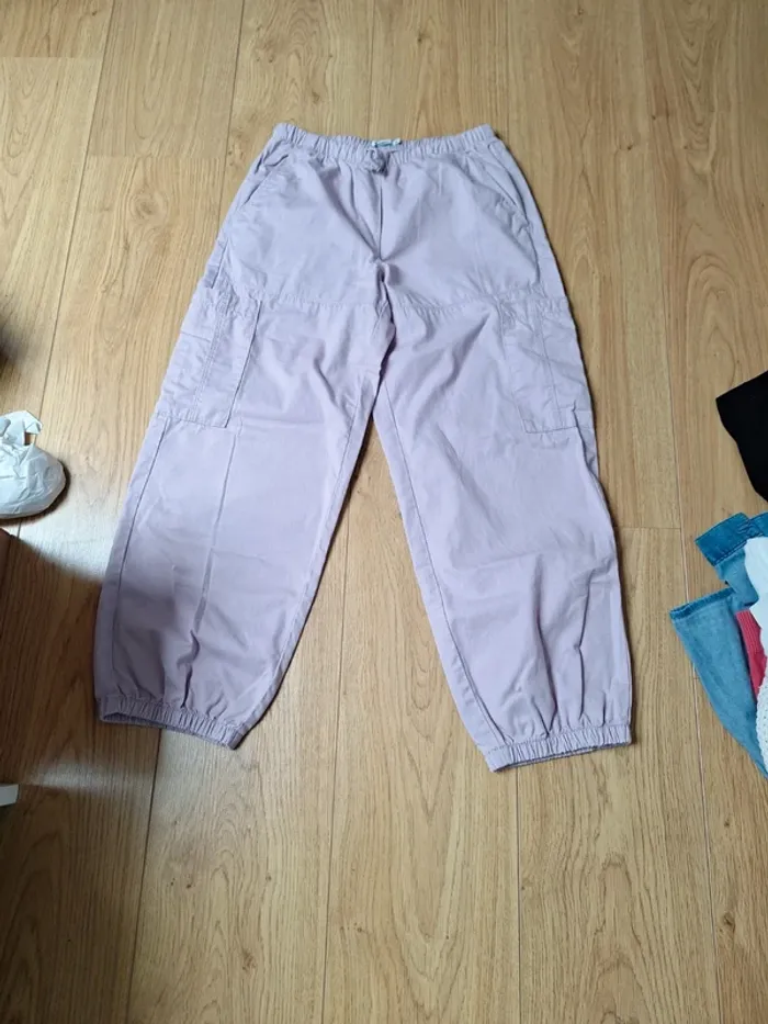 Pantalon style parachute mauve