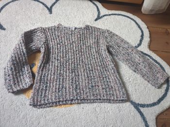 Pull hiver chaud grosse maille gris rose bordeau 5 ans