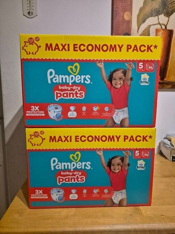 2 maxi pack pampers baby dry pants taille 5 total  172couches