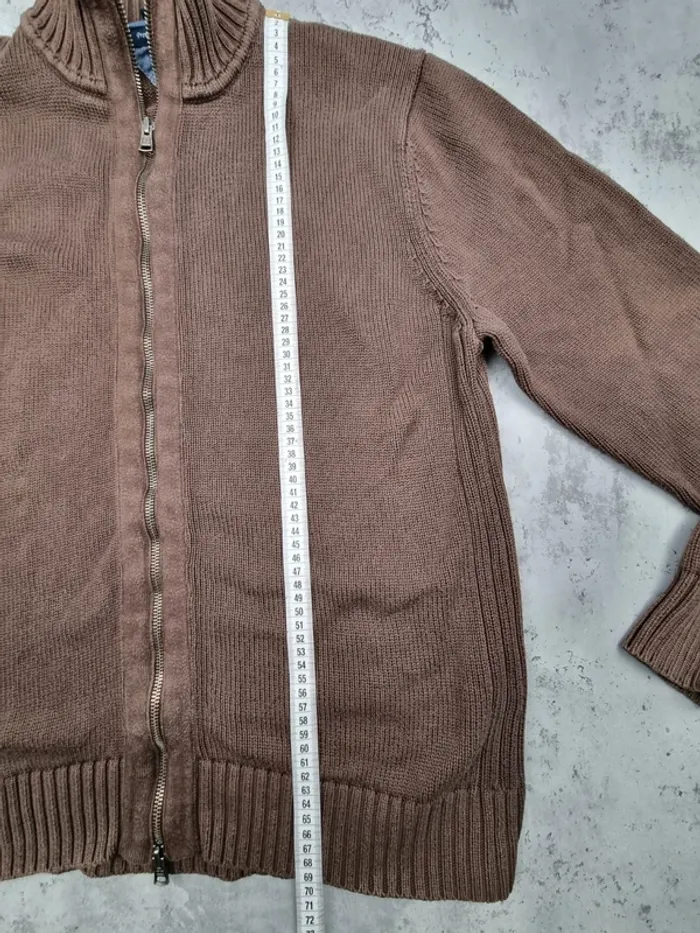 Cardigan zippé Tommy Hilfiger marron, L Hommes (mesures en photos) - photo numéro 4