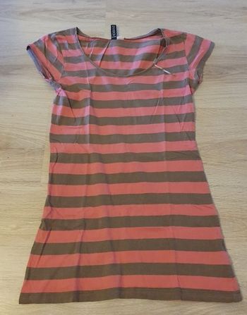 Tee-shirt H&M divided rayé rose et marron