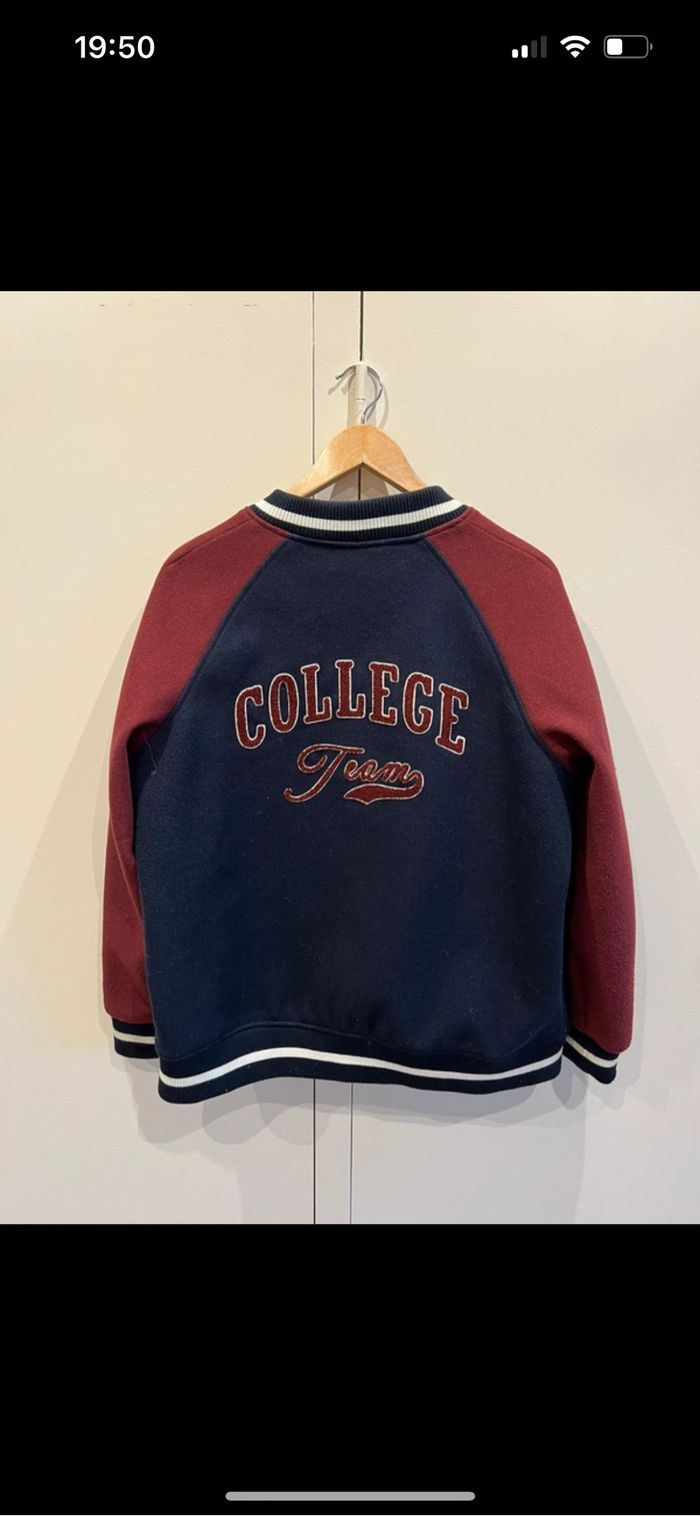 Veste Teddy comme neuf bordeaux et bleu marine