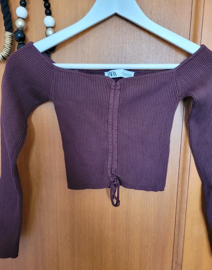 Crop top manches longues Zara taille S - photo numéro 2