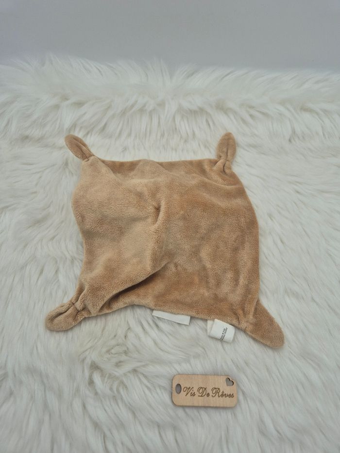 Doudou plat lapin Grain de blé marron beige carré - photo numéro 3