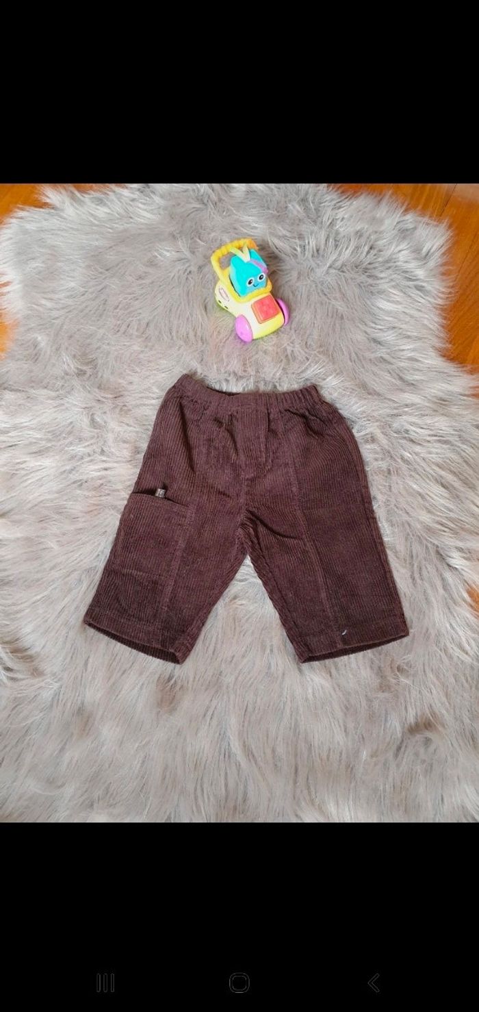 Pantalon velours marron lapin bleu 3 mois