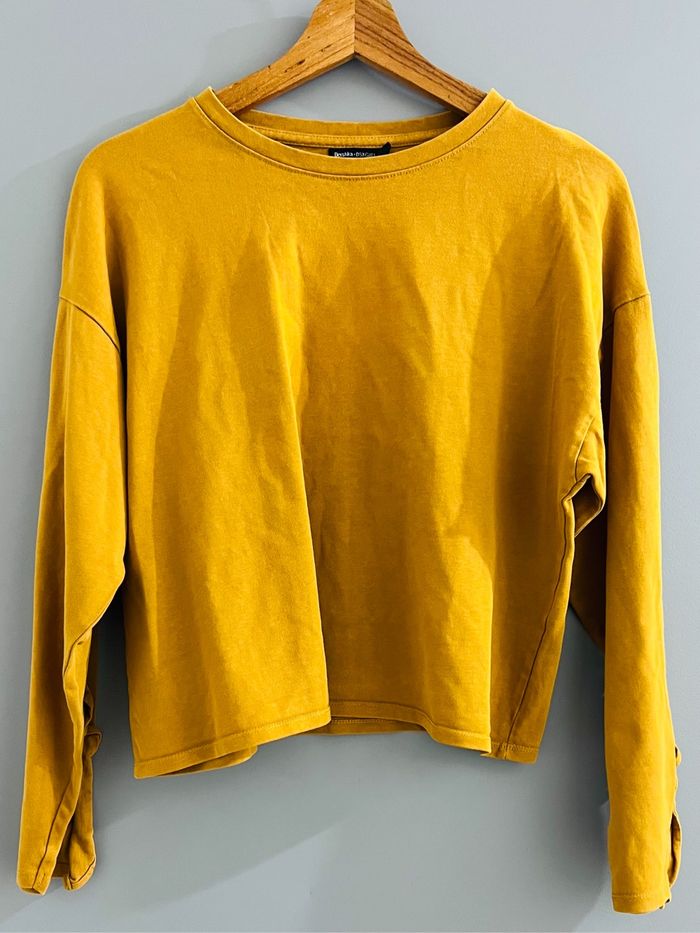 Sweat pull haut femme jaune Taille S Bershka