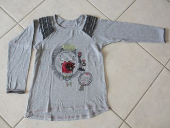 T-shirt gris manches 3/4 fille Orchestra - 10 ans