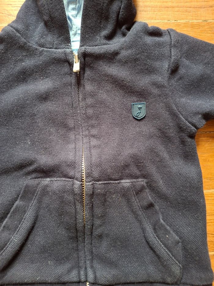 Sweat à capuche Hoodie bleu marine 6 mois jacadi - photo numéro 2