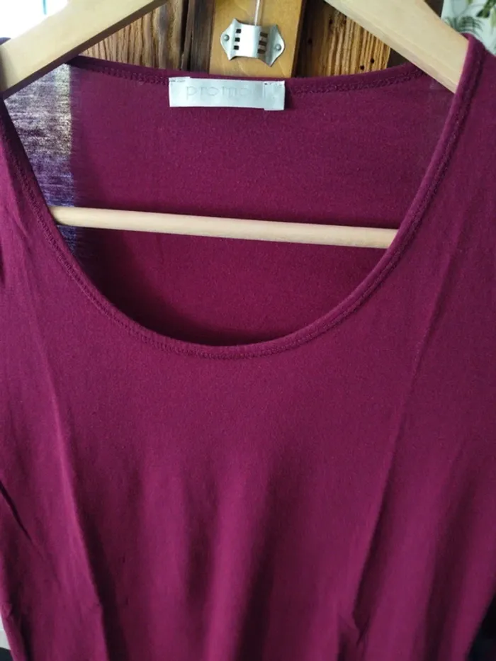 T shirt manches longues bordeaux