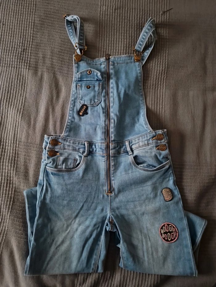 Salopette toile jean fille