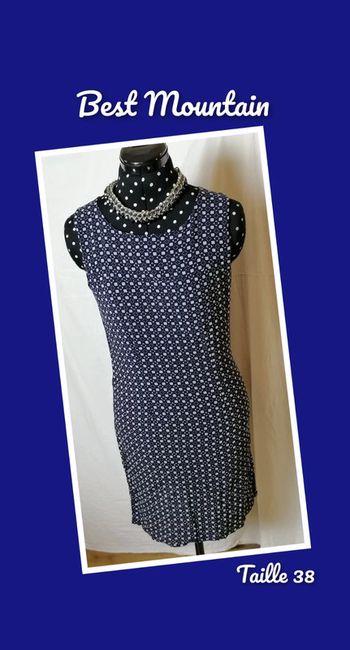 Robe courte motifs géométriques bleu marine gris Best Mountain