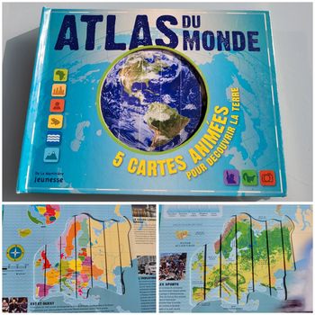 Superbe livre anime : Atlas du Monde 🌎 5 cartes animées pour découvrir la terre