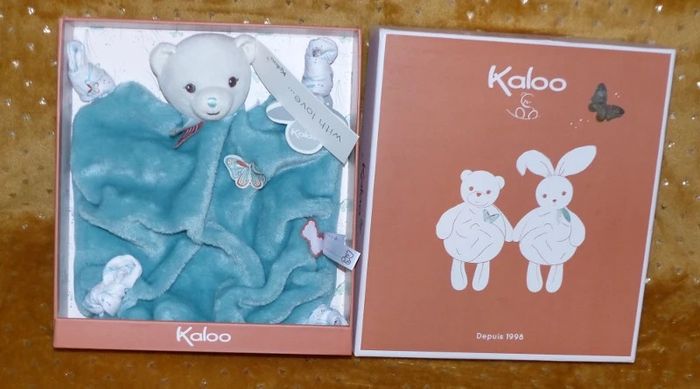 Doudou ours plat vert Kaloo plume 🐻Neuf