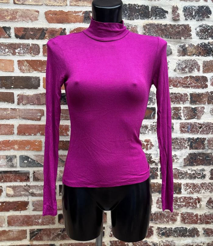 💜 Pull fin côtelé col montant – T36 – Amisu 💜