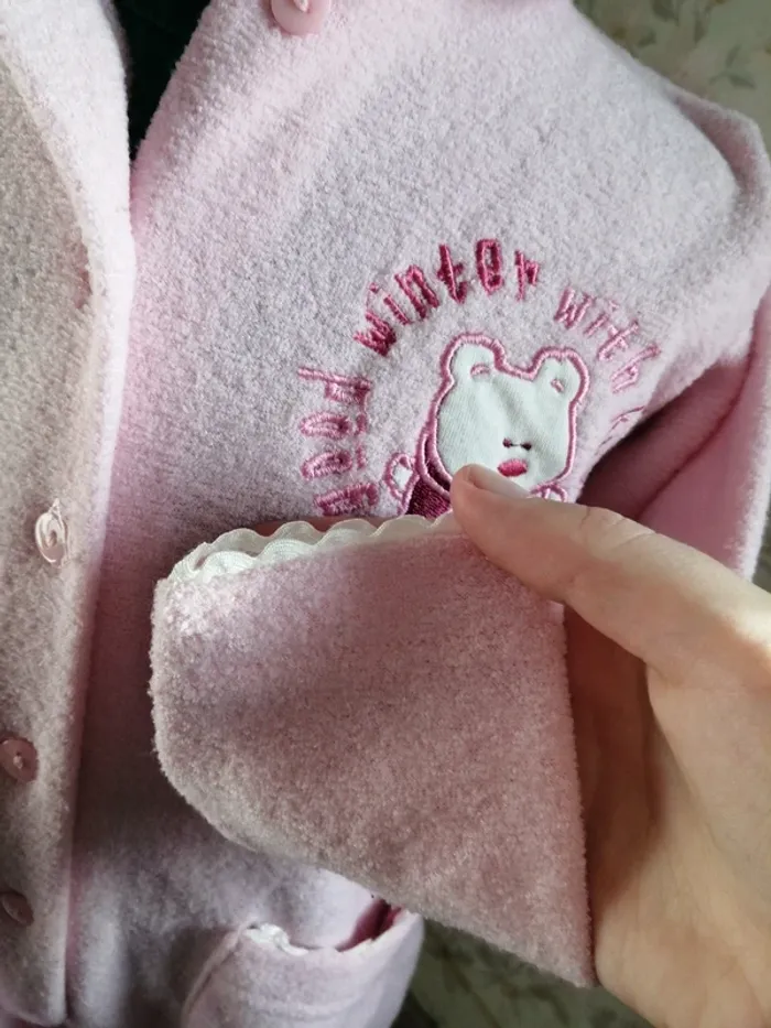 Combinaison pyjama polaire rose avec poches et broderie ours / graine de rêve / (3ans) - photo numéro 5