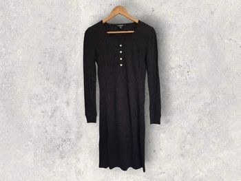 Robe mi longue noir en coton nid d'abeille Ralph Lauren taille S