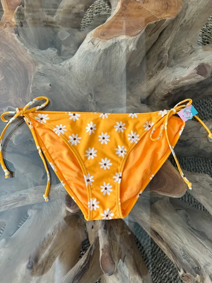 Bas de maillot de bain Ardene jaune fleurs ficelles - photo numéro 2