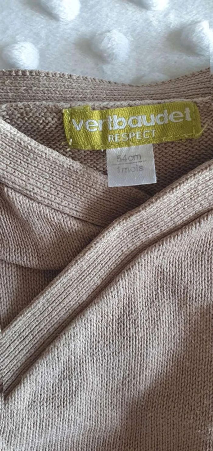 Gilet vertbaudet  marron clair 1 mois - photo numéro 3