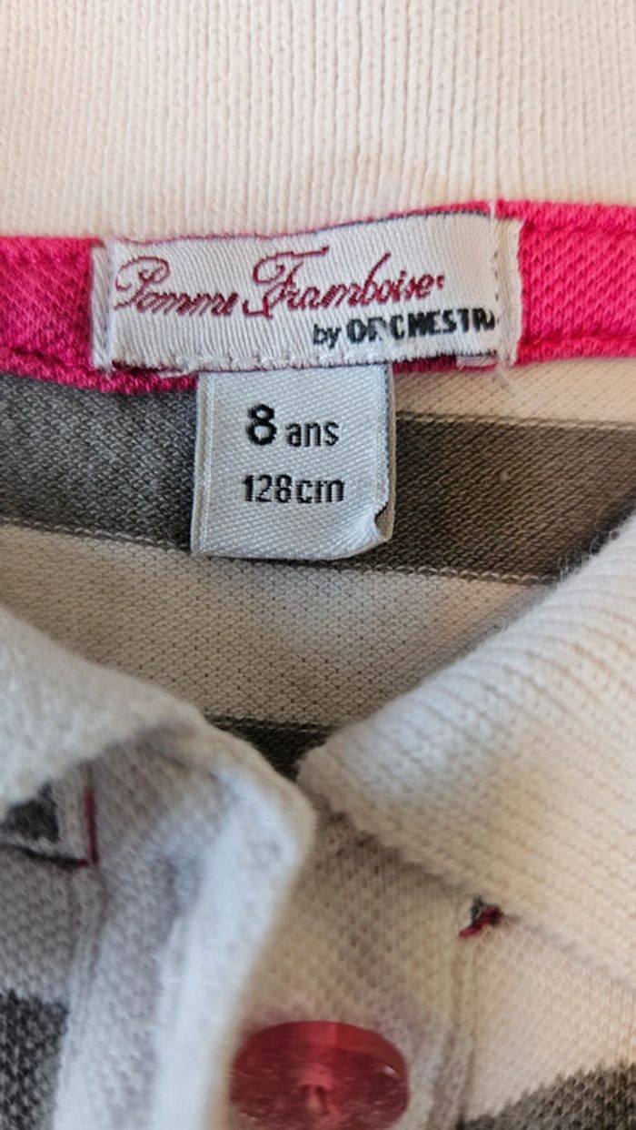 Robe courte à volants blanche et grise, classique, Pomme Framboise, 8 ans, neuve - photo numéro 5
