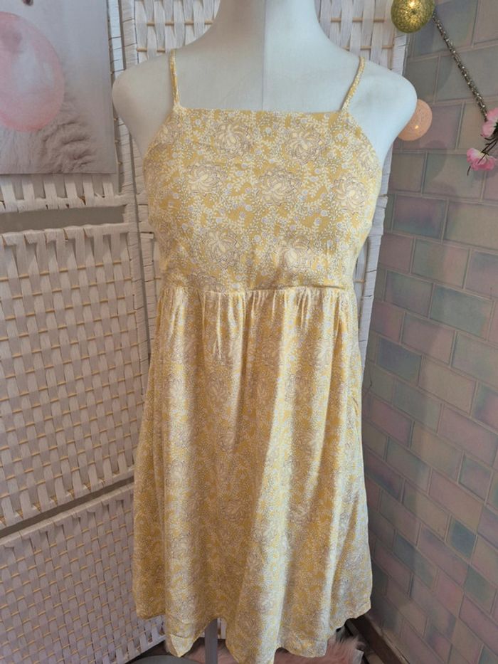 💕Jolie Robe d'été jaune à motif BZB - Bretelles fines - femme TS/ 36 💕 - photo numéro 3