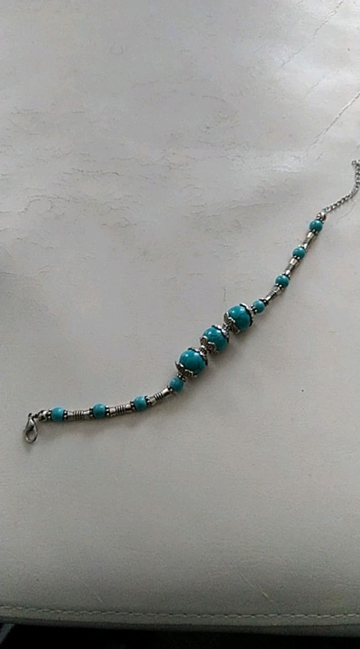 Bracelet turquoises argenté - photo numéro 3