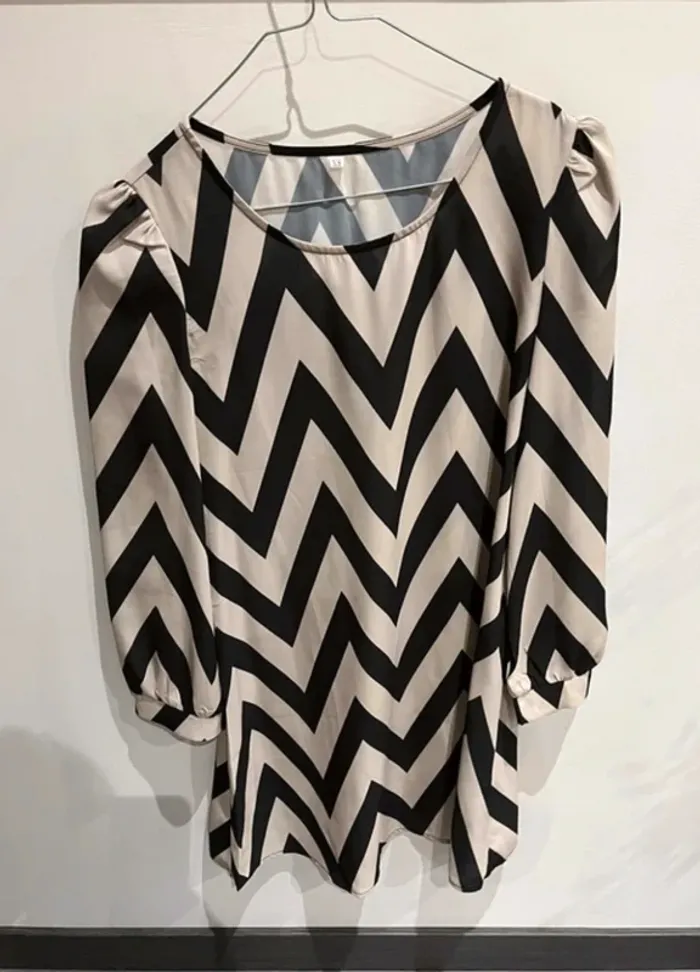 Robe beige et noir casual Shein