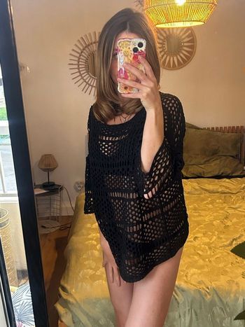 🖤 Haut en maille ajourée noire – Style crochet – Taille S/M