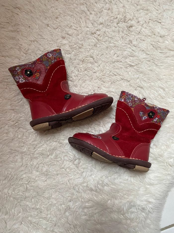 Bottes rouge hiver cuir fille 21 Pat et Ripaton